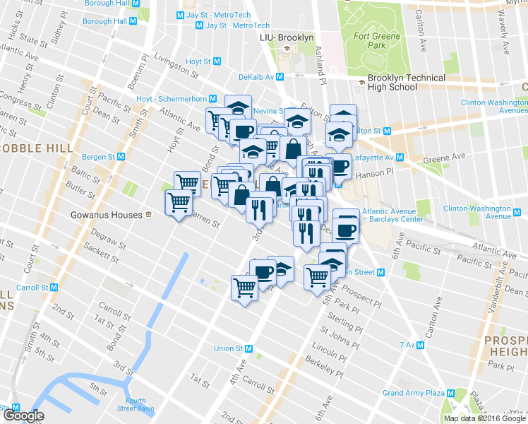 map of restaurants, bars, coffee shops, grocery stores, and more near 320 Bergen Street in Brooklyn