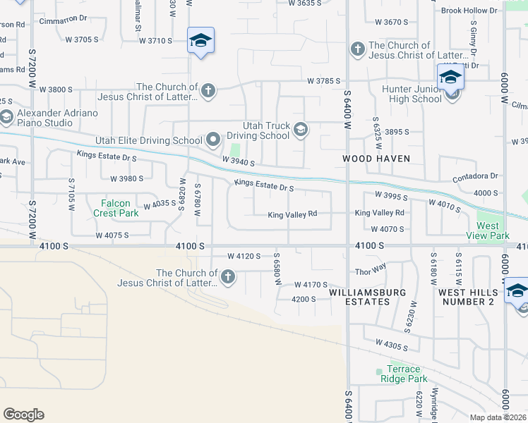 map of restaurants, bars, coffee shops, grocery stores, and more near 6614 King Valley Drive in West Valley City