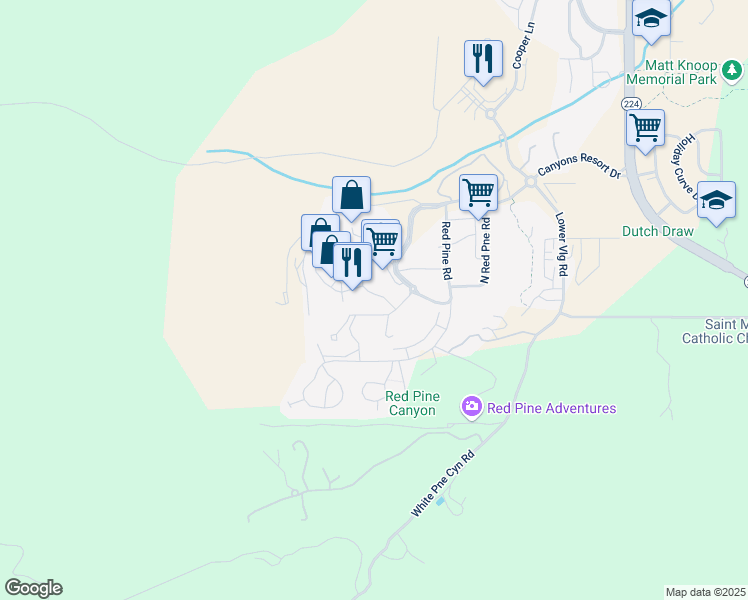 map of restaurants, bars, coffee shops, grocery stores, and more near 2307 West High Mountain Road in Park City