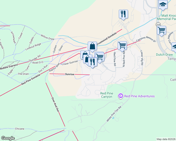 map of restaurants, bars, coffee shops, grocery stores, and more near in Snyderville