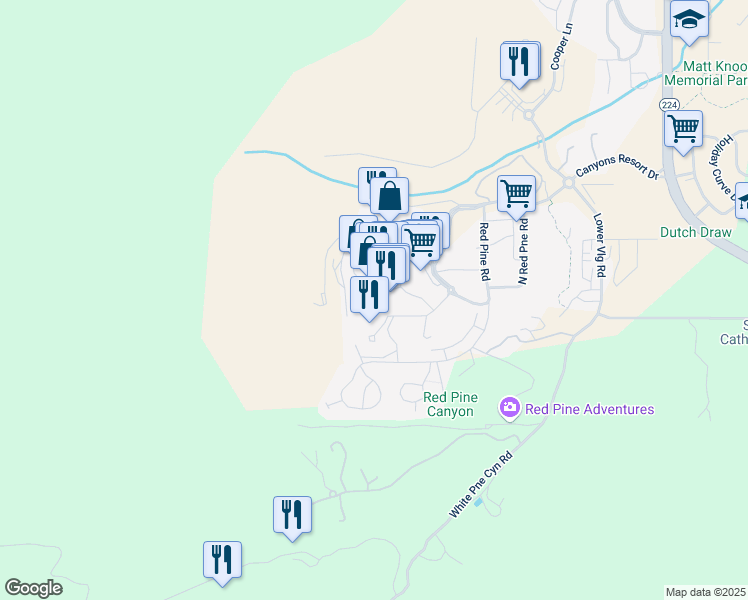 map of restaurants, bars, coffee shops, grocery stores, and more near 2431 West High Mountain Road in Park City
