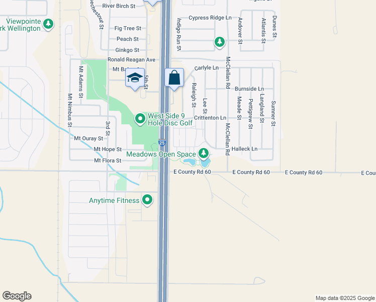 map of restaurants, bars, coffee shops, grocery stores, and more near 4156 Crittenton Lane in Wellington