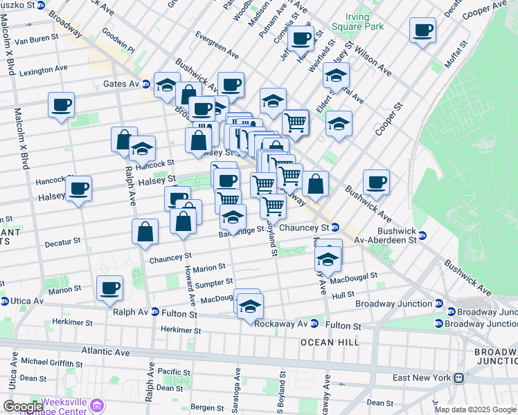 map of restaurants, bars, coffee shops, grocery stores, and more near in Brooklyn