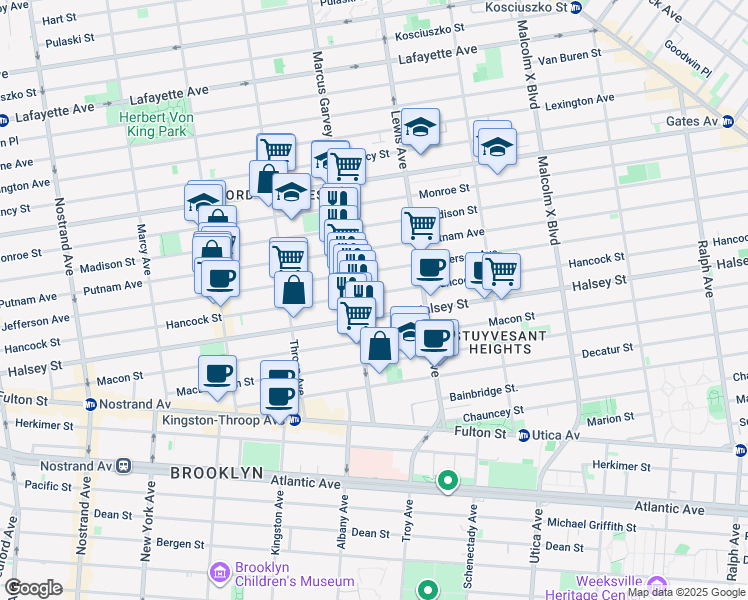 map of restaurants, bars, coffee shops, grocery stores, and more near in Brooklyn