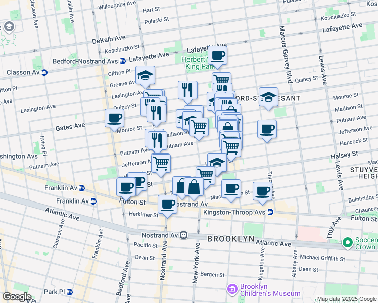 map of restaurants, bars, coffee shops, grocery stores, and more near in Brooklyn