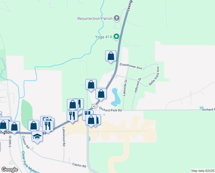 map of restaurants, bars, coffee shops, grocery stores, and more near 2770 Lexington Avenue in Lexington