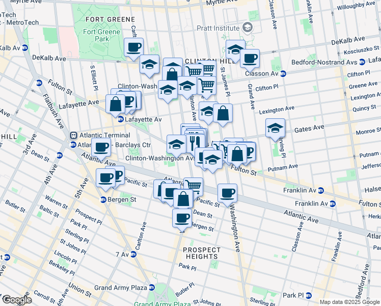 map of restaurants, bars, coffee shops, grocery stores, and more near in Brooklyn