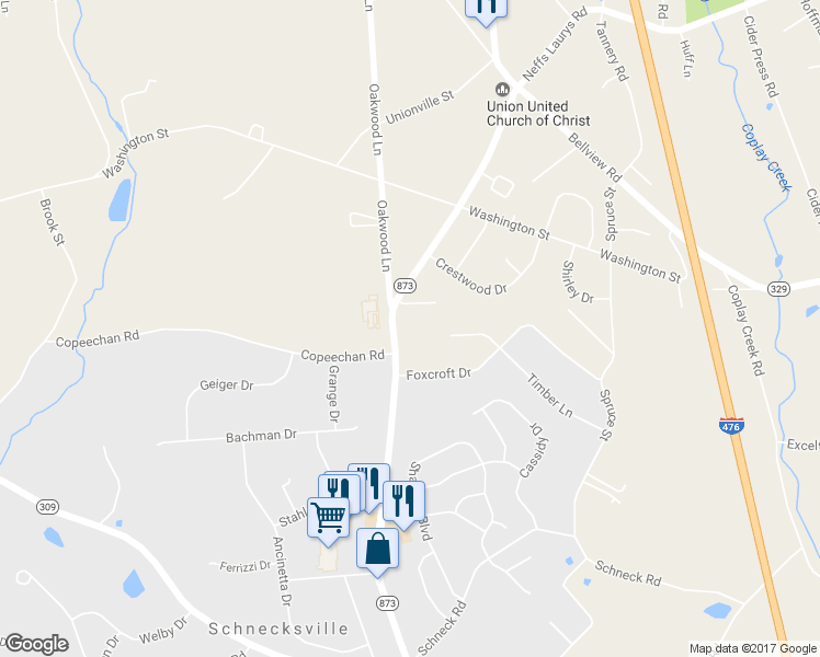 map of restaurants, bars, coffee shops, grocery stores, and more near 5333 Highway 873 in Schnecksville