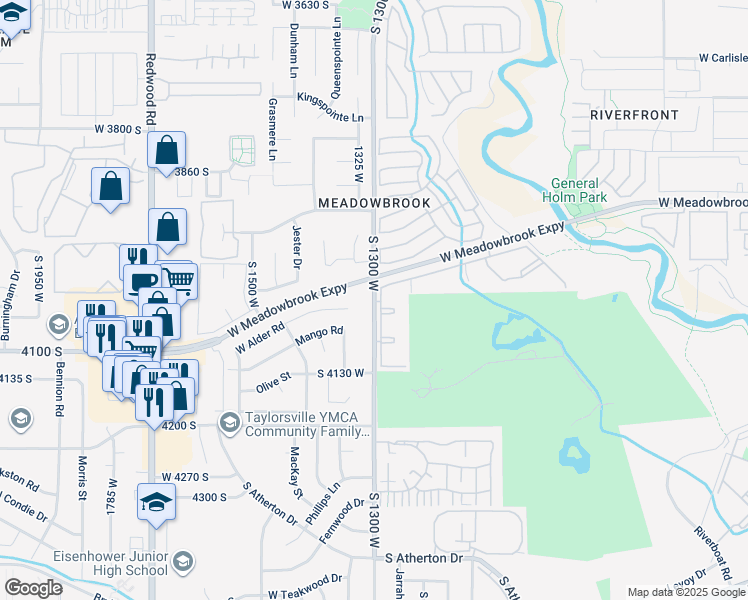 map of restaurants, bars, coffee shops, grocery stores, and more near 4030 South 1300 West in Taylorsville
