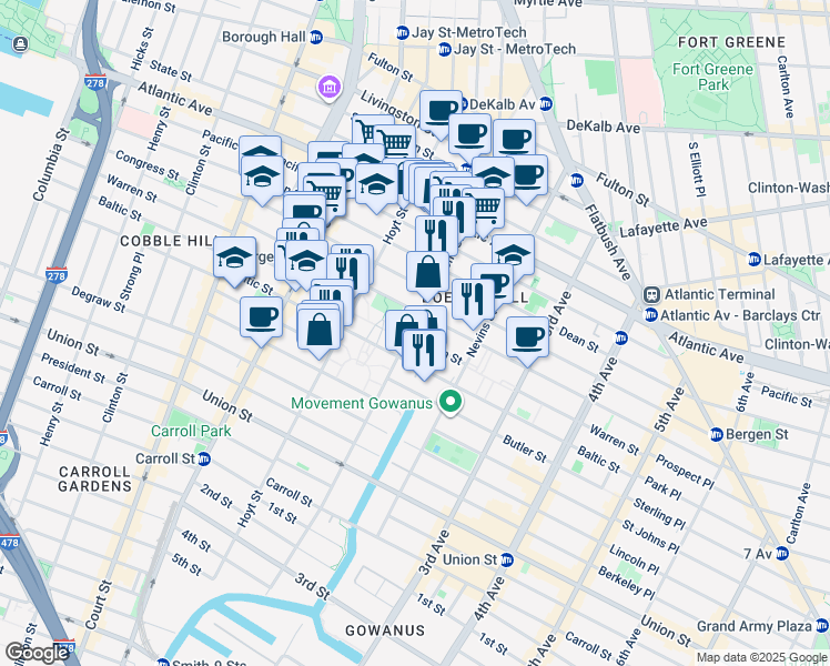 map of restaurants, bars, coffee shops, grocery stores, and more near in Brooklyn