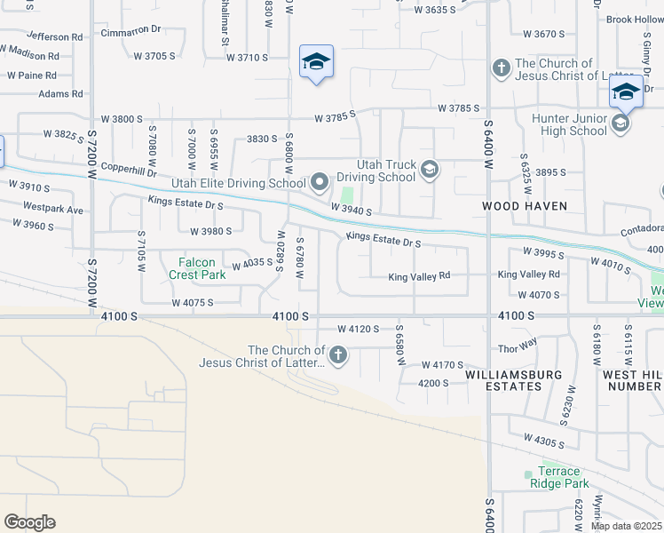 map of restaurants, bars, coffee shops, grocery stores, and more near 4012 Castle View Drive in West Valley City