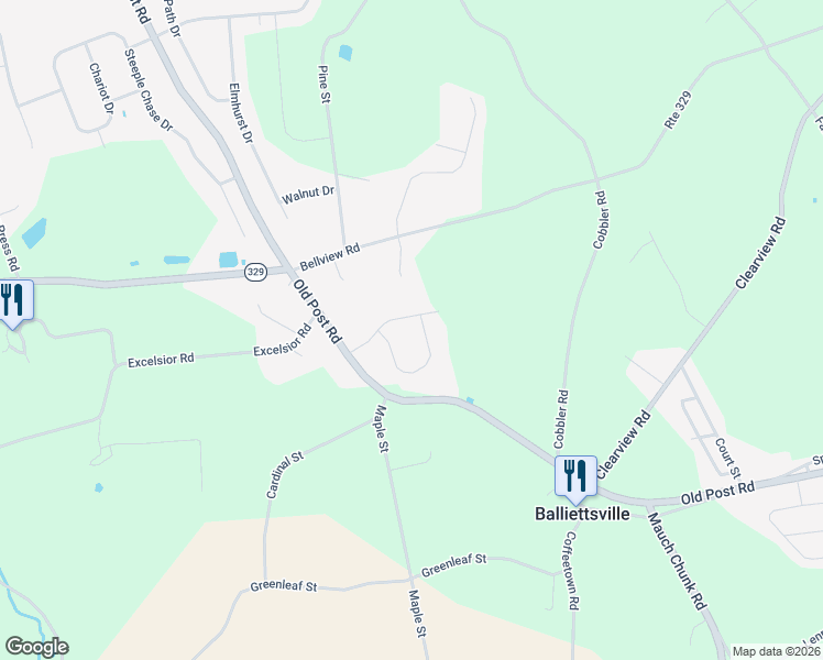 map of restaurants, bars, coffee shops, grocery stores, and more near 3115 Rick Road in Schnecksville