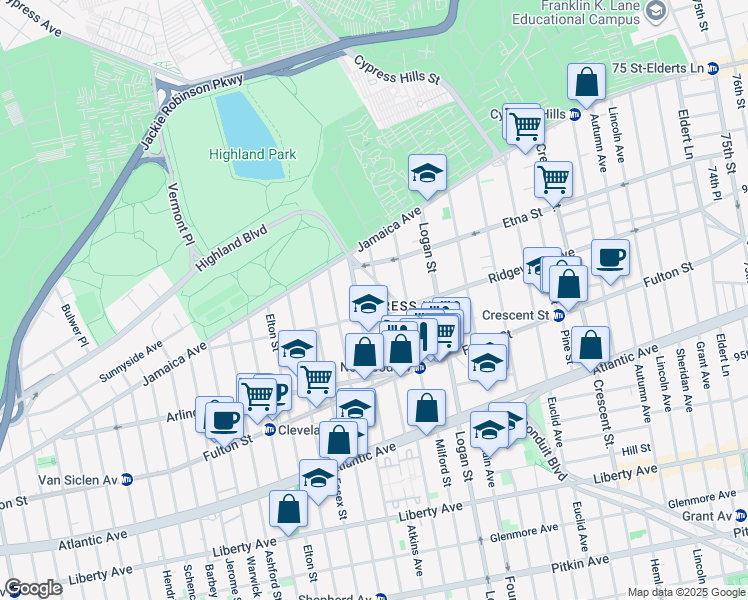 map of restaurants, bars, coffee shops, grocery stores, and more near 113 Force Tube Avenue in Brooklyn