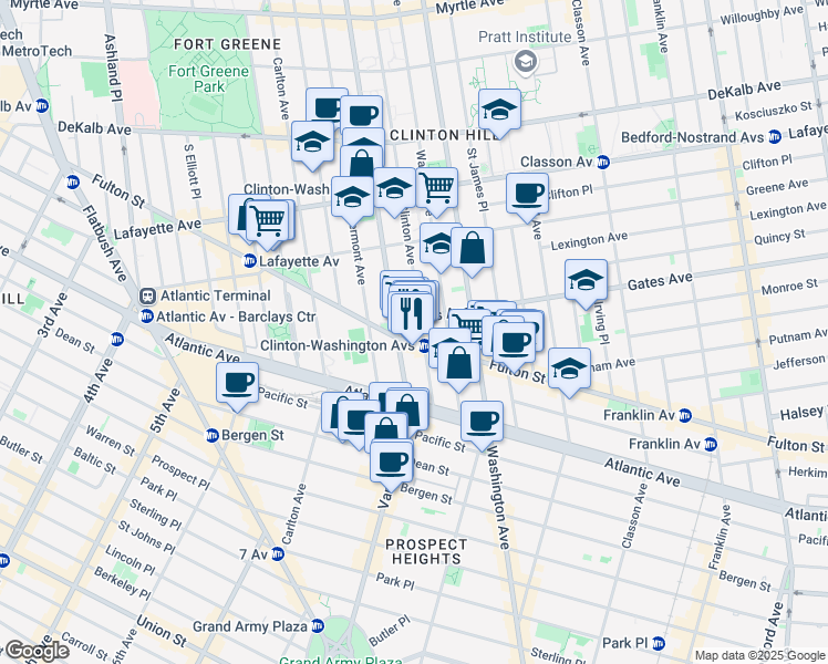 map of restaurants, bars, coffee shops, grocery stores, and more near in Brooklyn