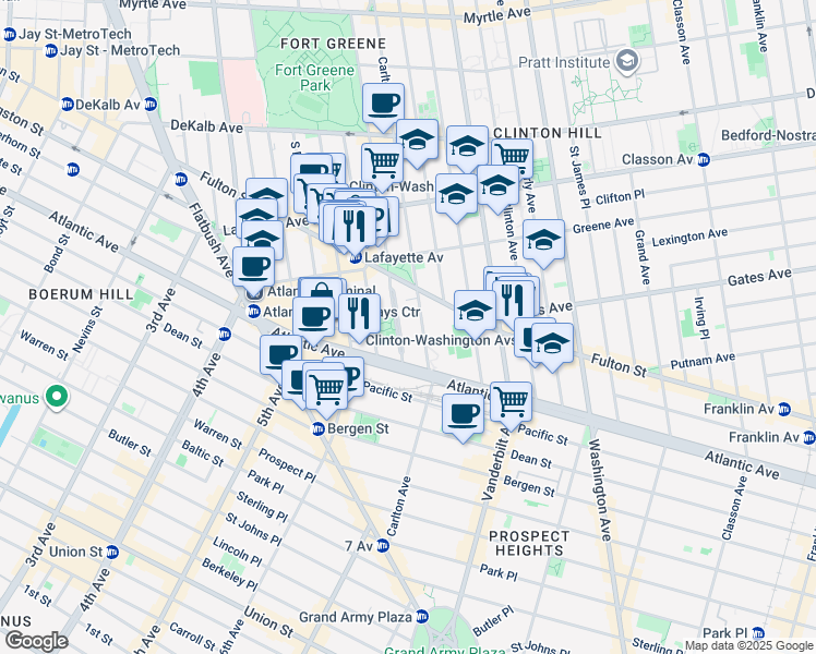 map of restaurants, bars, coffee shops, grocery stores, and more near in Brooklyn