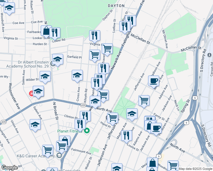 map of restaurants, bars, coffee shops, grocery stores, and more near 900-944 Lincoln Hwy in Elizabeth
