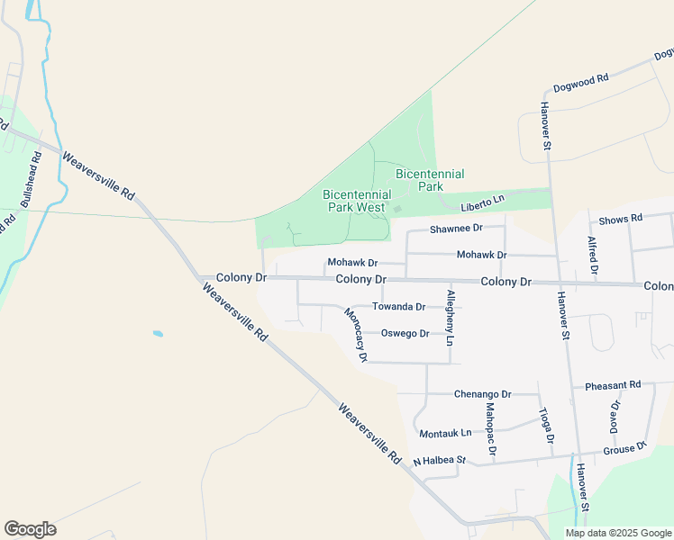 map of restaurants, bars, coffee shops, grocery stores, and more near 5412 Colony Drive in Bethlehem