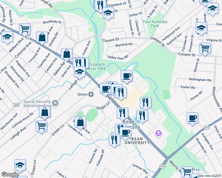 map of restaurants, bars, coffee shops, grocery stores, and more near 2 Vermella Way in Union