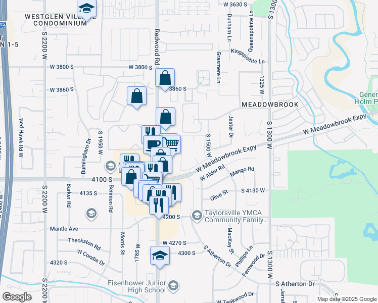 map of restaurants, bars, coffee shops, grocery stores, and more near 4040 South 1535 West in Salt Lake City