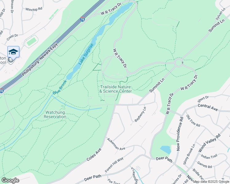map of restaurants, bars, coffee shops, grocery stores, and more near 452 New Providence Road in Mountainside