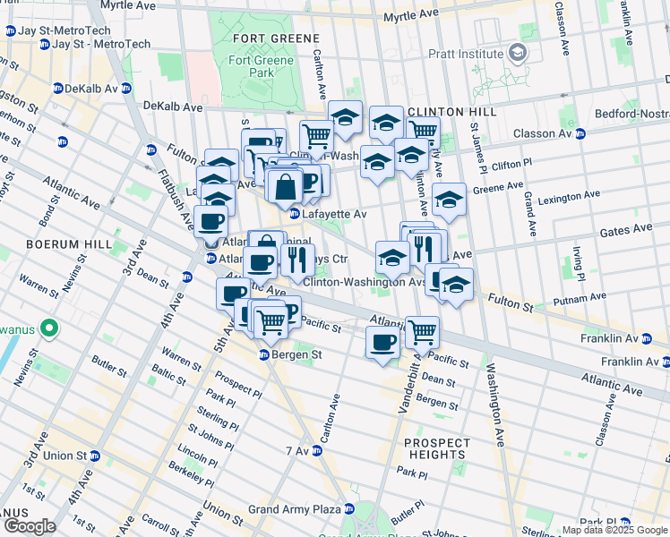 map of restaurants, bars, coffee shops, grocery stores, and more near in Brooklyn