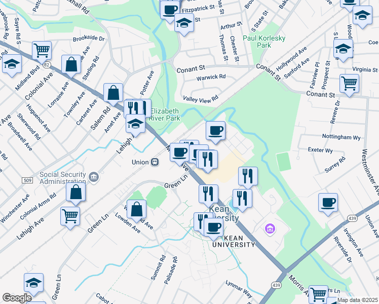 map of restaurants, bars, coffee shops, grocery stores, and more near 2 Vermella Way in Union