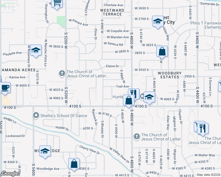 map of restaurants, bars, coffee shops, grocery stores, and more near in West Valley City