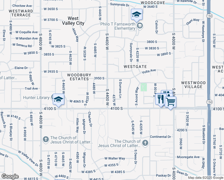map of restaurants, bars, coffee shops, grocery stores, and more near 3979 4400 west in West Valley City