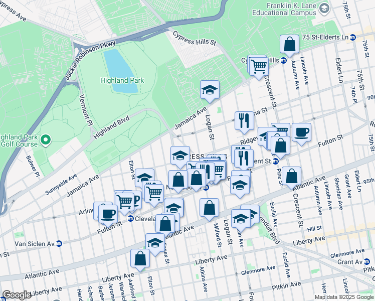 map of restaurants, bars, coffee shops, grocery stores, and more near 113 Force Tube Avenue in Brooklyn
