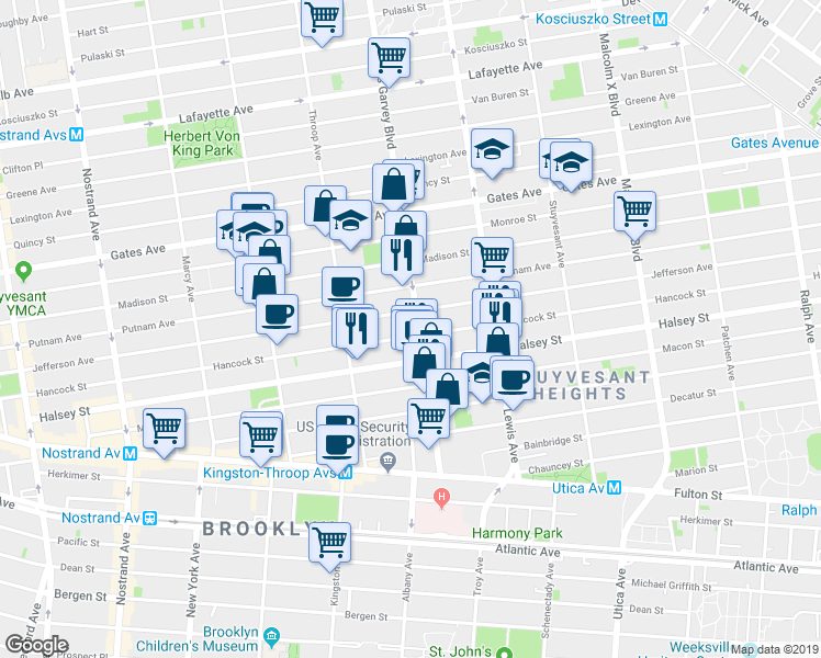 map of restaurants, bars, coffee shops, grocery stores, and more near in Brooklyn