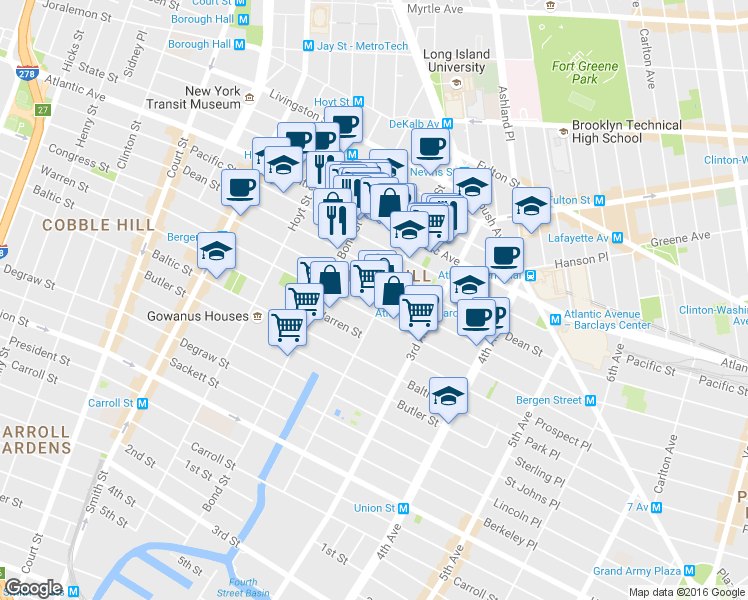 map of restaurants, bars, coffee shops, grocery stores, and more near in Brooklyn