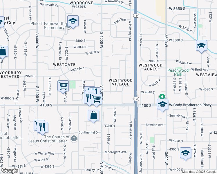 map of restaurants, bars, coffee shops, grocery stores, and more near 4016 Stillwater Way in West Valley City