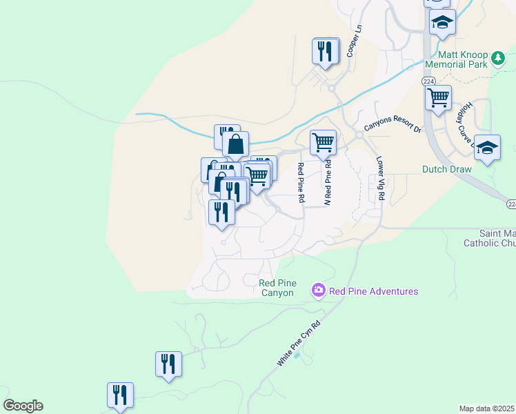 map of restaurants, bars, coffee shops, grocery stores, and more near 3000 Canyons Resort Drive in Park City