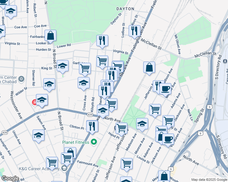 map of restaurants, bars, coffee shops, grocery stores, and more near 900-944 Lincoln Hwy in Elizabeth