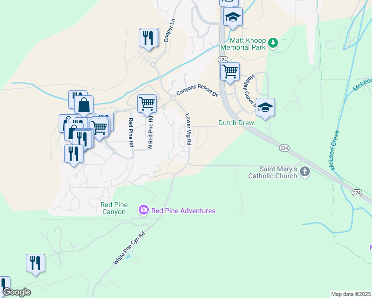 map of restaurants, bars, coffee shops, grocery stores, and more near 3668 Blackstone Drive in Park City
