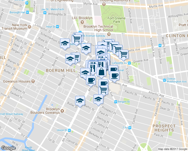 map of restaurants, bars, coffee shops, grocery stores, and more near 20 4th Avenue in Brooklyn