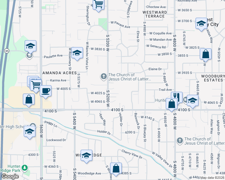 map of restaurants, bars, coffee shops, grocery stores, and more near 3997 South 5200 West in West Valley City