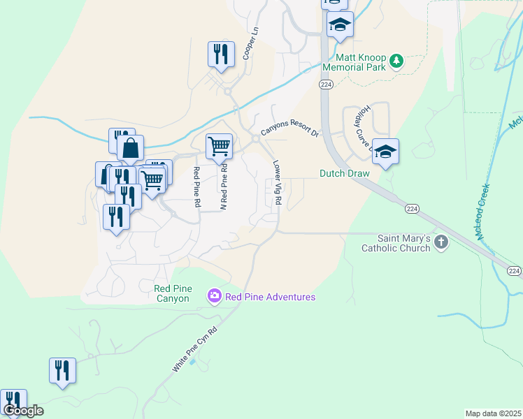 map of restaurants, bars, coffee shops, grocery stores, and more near 3703 Blackstone Drive in Park City