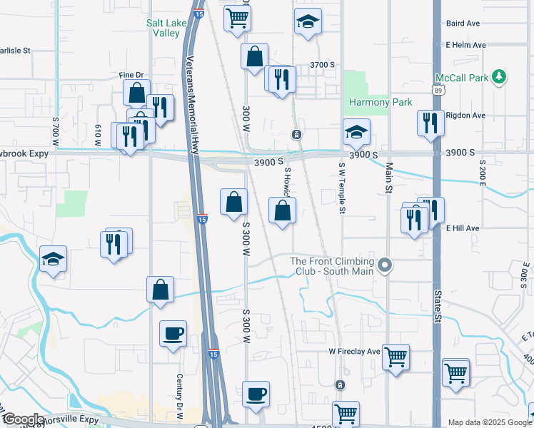 map of restaurants, bars, coffee shops, grocery stores, and more near 210 West Central Avenue in Millcreek