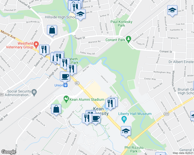 map of restaurants, bars, coffee shops, grocery stores, and more near 122 Mary Alice Court in Union