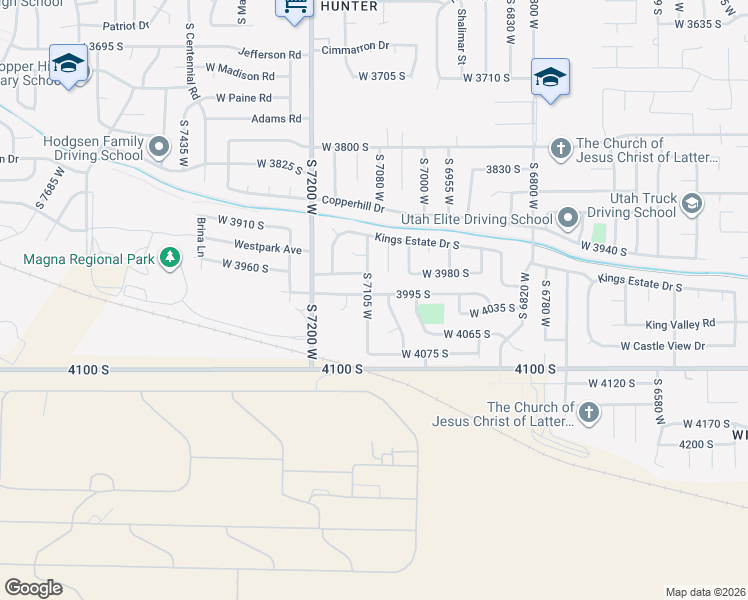 map of restaurants, bars, coffee shops, grocery stores, and more near 4007 South 7105 West in West Valley City