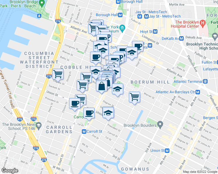 map of restaurants, bars, coffee shops, grocery stores, and more near in Brooklyn