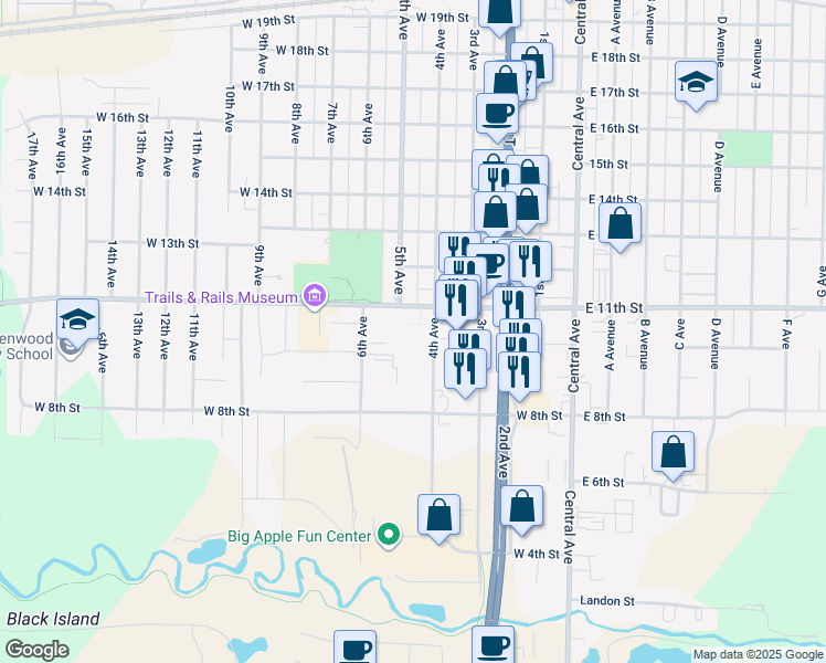 map of restaurants, bars, coffee shops, grocery stores, and more near 1000 4th Avenue in Kearney