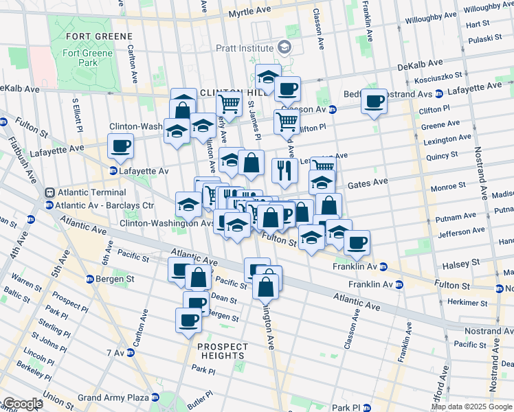 map of restaurants, bars, coffee shops, grocery stores, and more near in Brooklyn