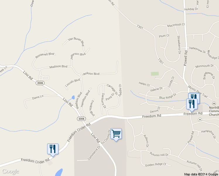 map of restaurants, bars, coffee shops, grocery stores, and more near 133 Carriage Drive in Freedom