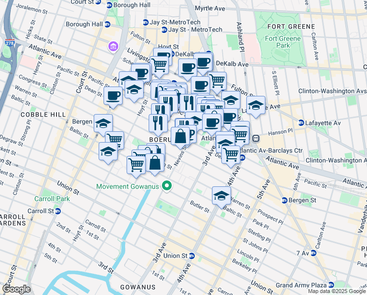 map of restaurants, bars, coffee shops, grocery stores, and more near in Brooklyn