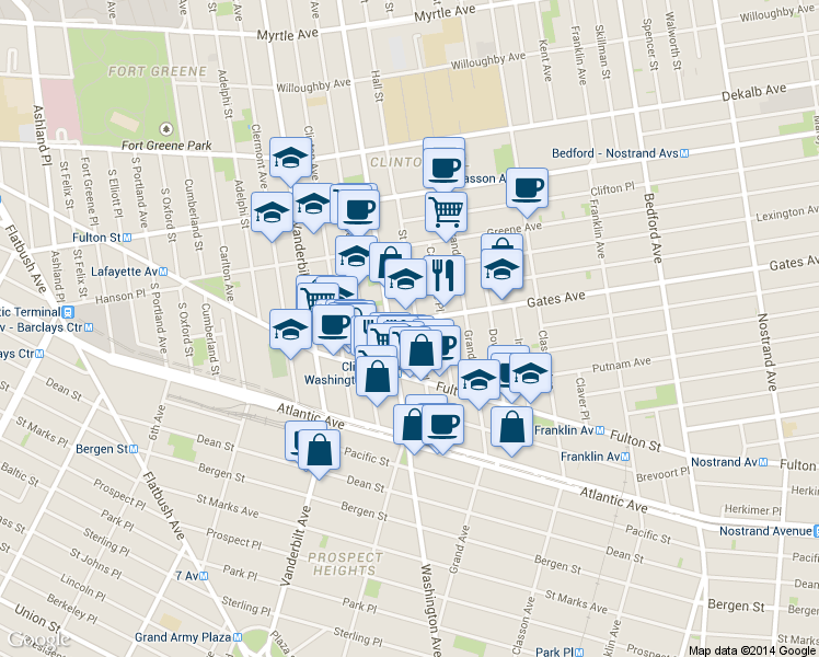 map of restaurants, bars, coffee shops, grocery stores, and more near in Brooklyn