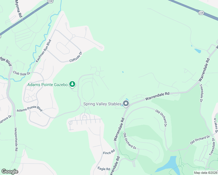 map of restaurants, bars, coffee shops, grocery stores, and more near 227 Adams Pointe Boulevard in Mars