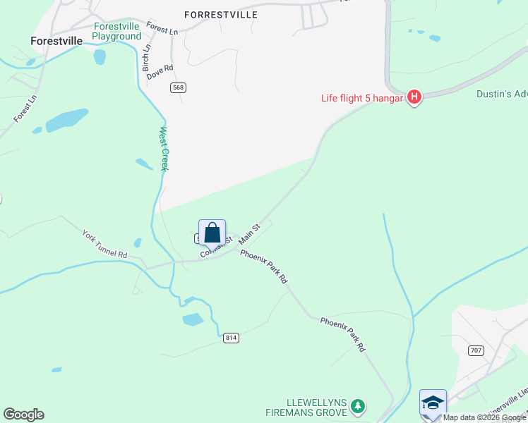 map of restaurants, bars, coffee shops, grocery stores, and more near 2136 Main Street in Pottsville