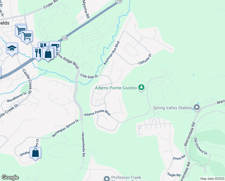 map of restaurants, bars, coffee shops, grocery stores, and more near 8102 Club Side Drive in Mars